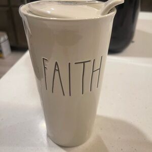 Cream Ceramic Mug with Spoon